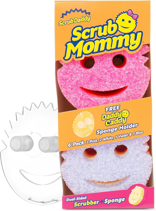 Mommy 6ct + Caddy Esponja multiusos para platos sin arañazos + soporte para