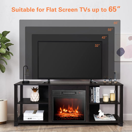 SIMOE Soporte de TV con chimenea de 59 pulgadas, soporte de TV con chimenea...
