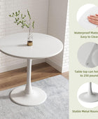 Mesa redonda blanca de 31.5 pulgadas, mesa de comedor moderna de tulipán, mesa