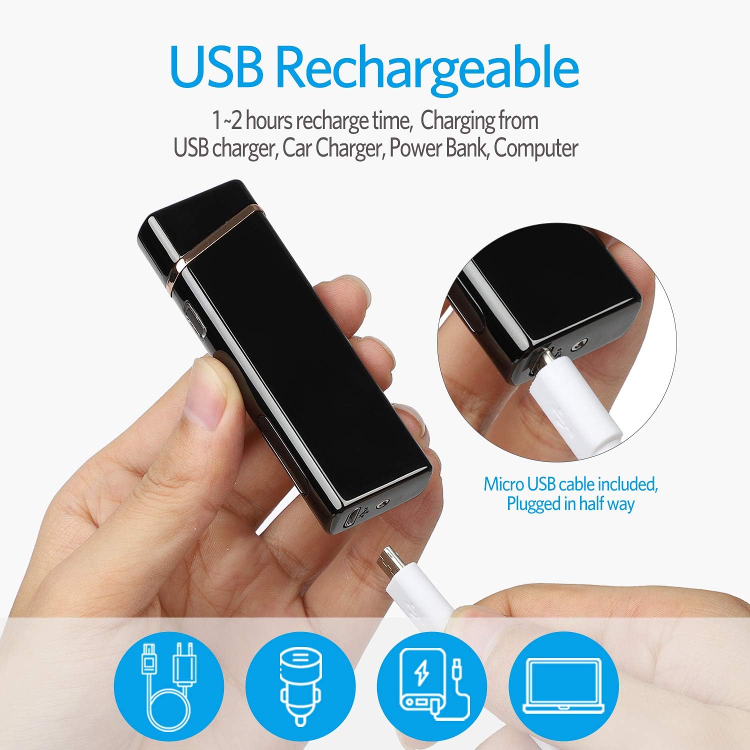Encendedor eléctrico, encendedor de arco eléctrico, recargable por USB,...