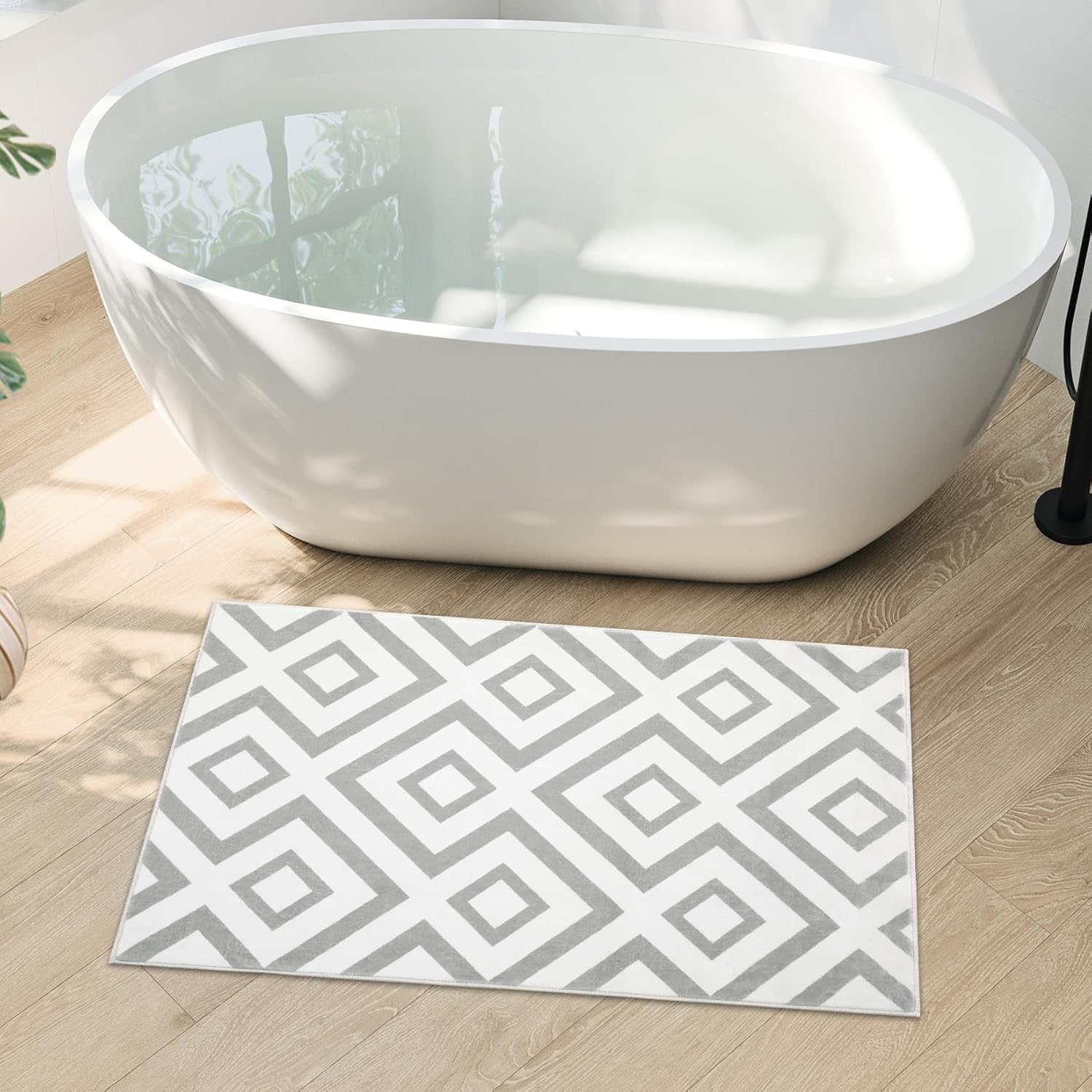Zacoo Alfombra lavable de 2 x 3 pies, alfombra moderna geométrica para...