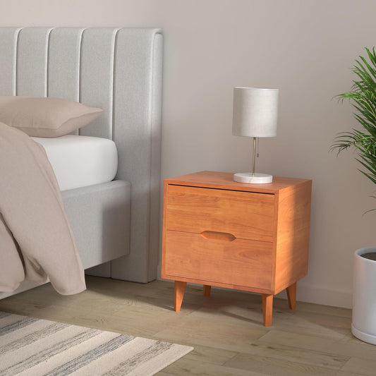 Mesitas de noche de madera con mango ranurado moderno de mediados de siglo,...