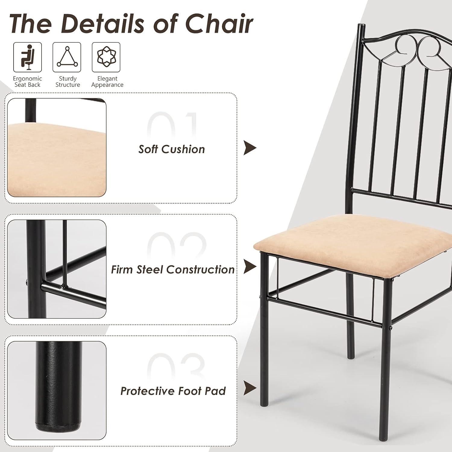 COSTWAY Juego de mesa de comedor para 4, juego de comedor rectangular con