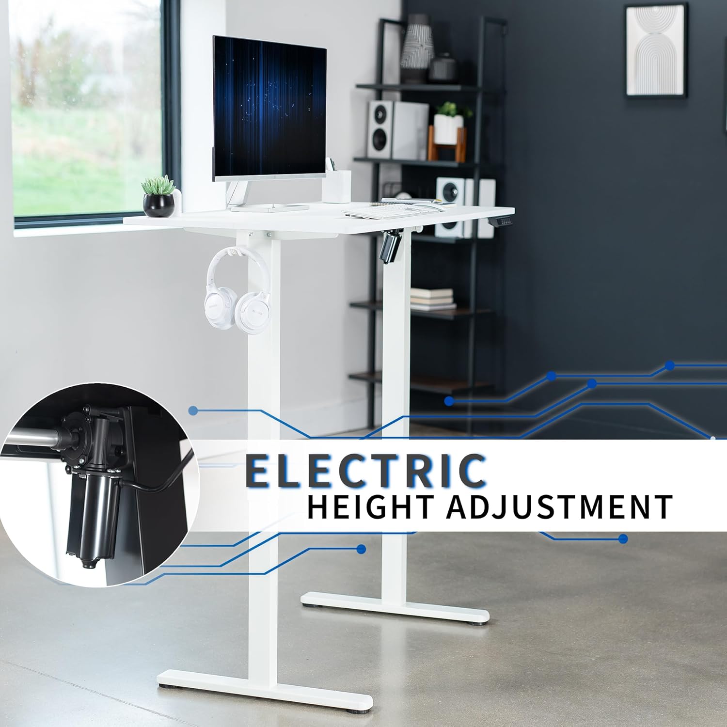 DESK-E144W Escritorio eléctrico de altura ajustable de pie de 44 x 24 pulgadas,