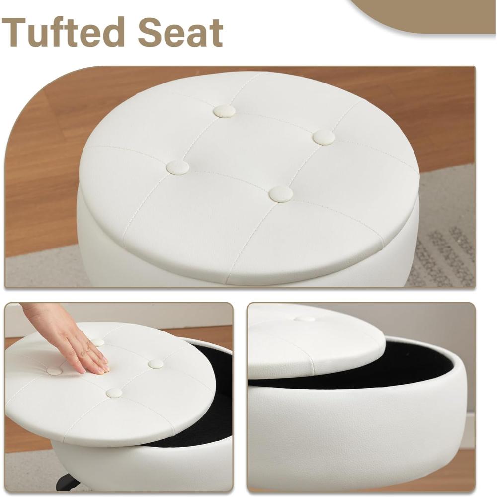 Silla De Tocador Con Ruedas, Con Almacenamiento Giratorio Para Tocador