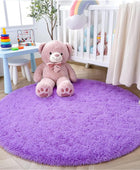 Alfombra redonda morada de 4 pies para dormitorio, habitación de niños y niñas,...