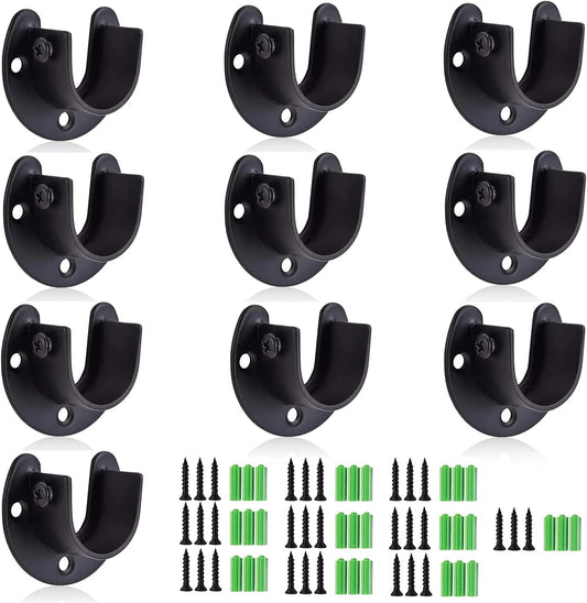 RHBLME 10 soportes de acero inoxidable para barra de armario, color negro, 1-14...