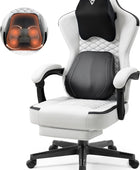 Silla de juegos con soporte lumbar de masaje térmico, silla ergonómica para...