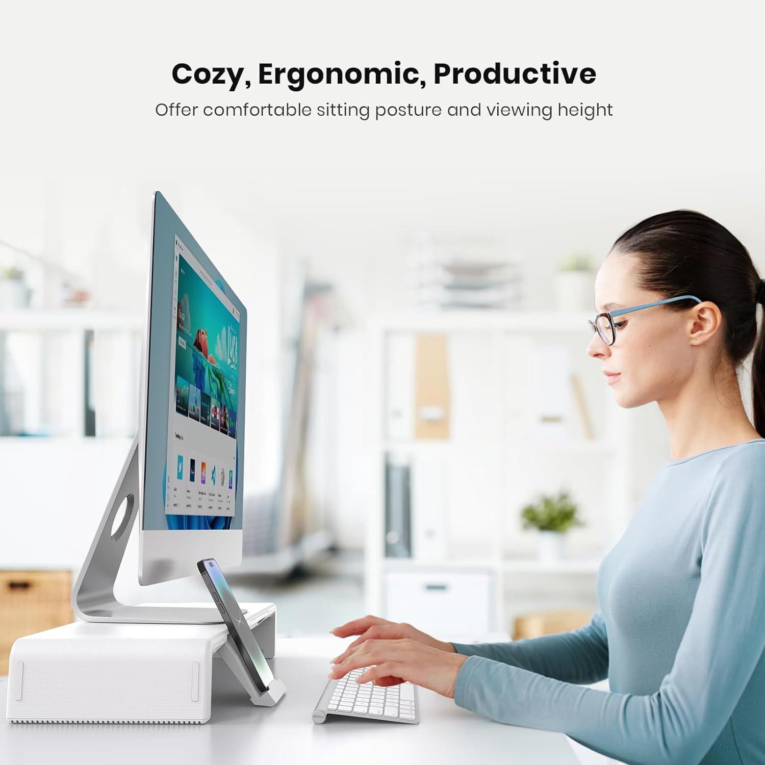 Klearlook Soporte elevador para monitor de computadora plegable con claridad...