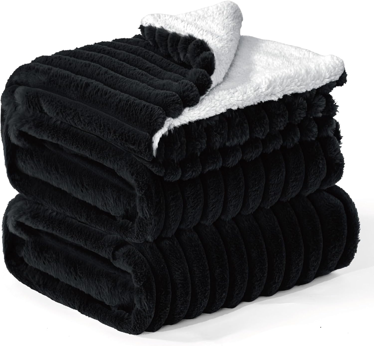 INFIIXSO Manta Sherpa para sofá, manta de forro polar a rayas súper suave y...