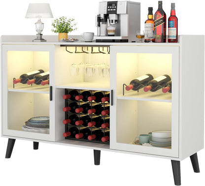 Gabinete de bar de vinos con luz LED, gabinete de café para el hogar con...