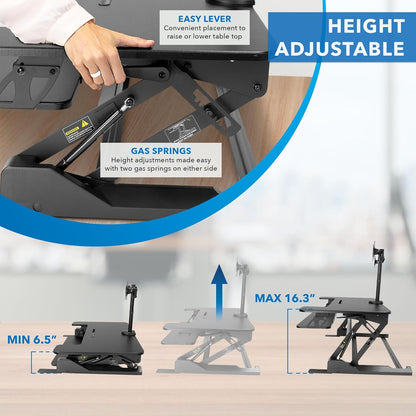 Mount-It! Convertidor de escritorio de pie para monitor doble, 2 soportes de