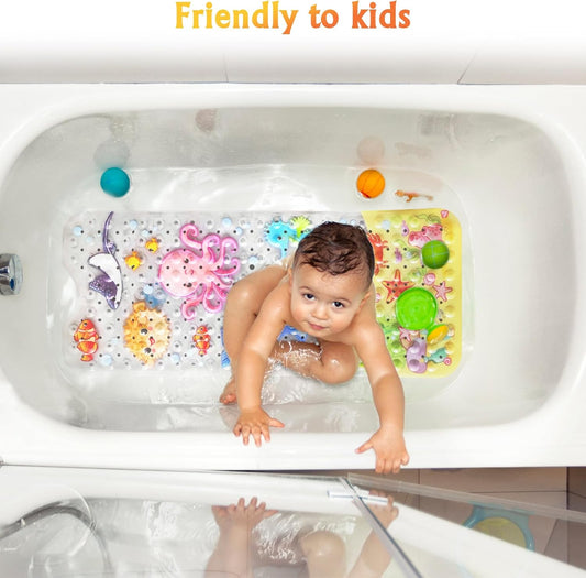 Alfombra de baño para bebé para niños, 40 x 16 pulgadas, antideslizante, con...