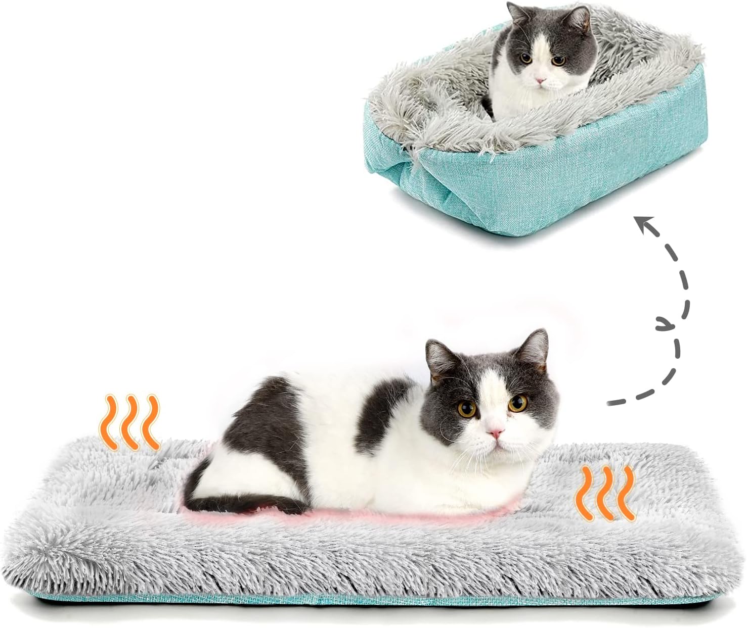 Cama para gatos pequeños, cama para gatos autocalentable, alfombrilla térmica...