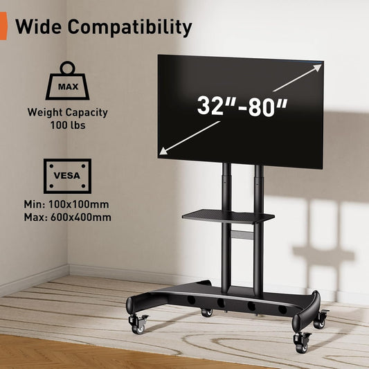 Perlegear Carrito de TV móvil para televisores planoscurvos LEDLCDOLED de 32 a...