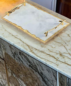 LAGOM HOUSE Bandeja de mármol, oro blanco, 11.8 x 7.9 x 1.6 pulgadas, bandeja...