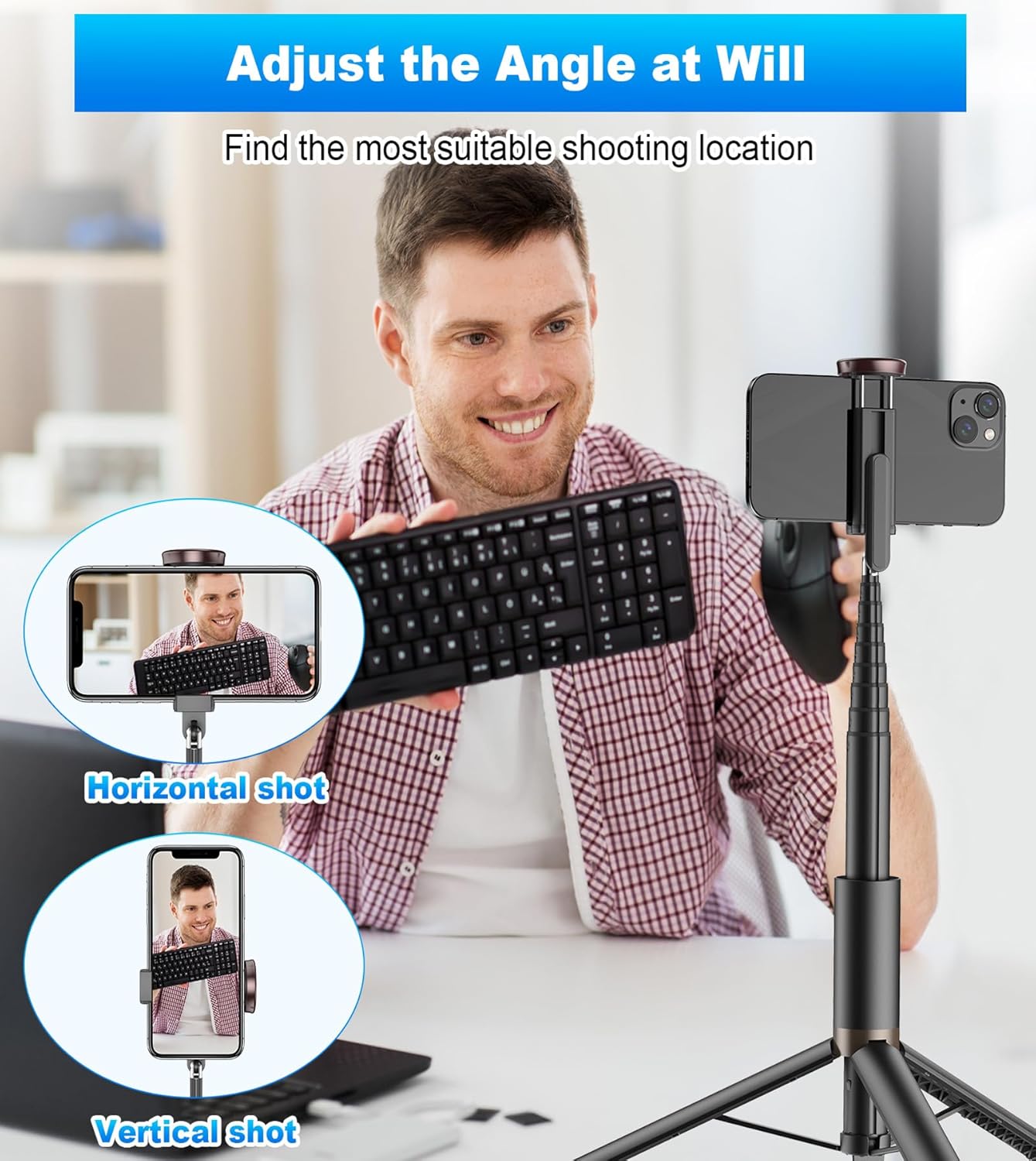 TONEOF Trípode para selfie para teléfono celular de 67 pulgadas, soporte de...