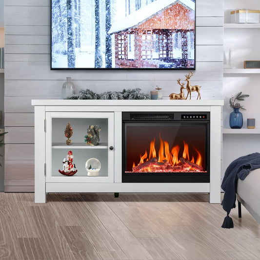 R.W.FLAME Soporte de TV con chimenea para TV de 50 pulgadas, moderno centro de...