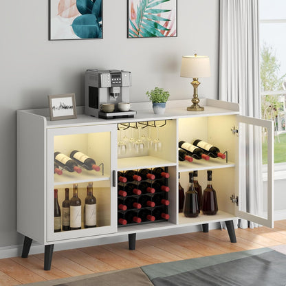 Gabinete de bar de vinos con luz LED, gabinete de café para el hogar con...