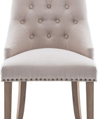 NOBPEINT Silla de comedor de tela beige acolchada para ocio, ribete clavado,...
