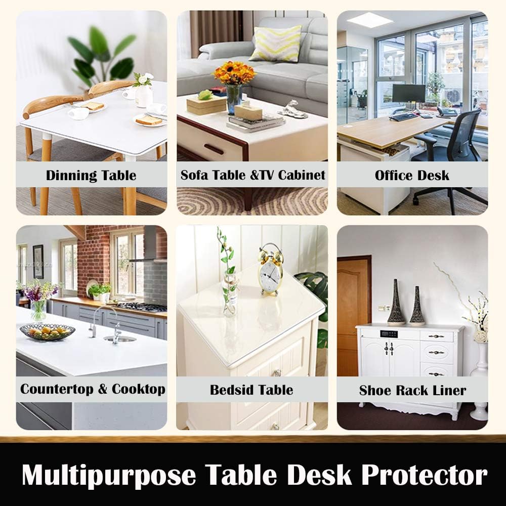 Protector transparente y rectangular de 1.5 mm de grosor para mesa de comedor,...