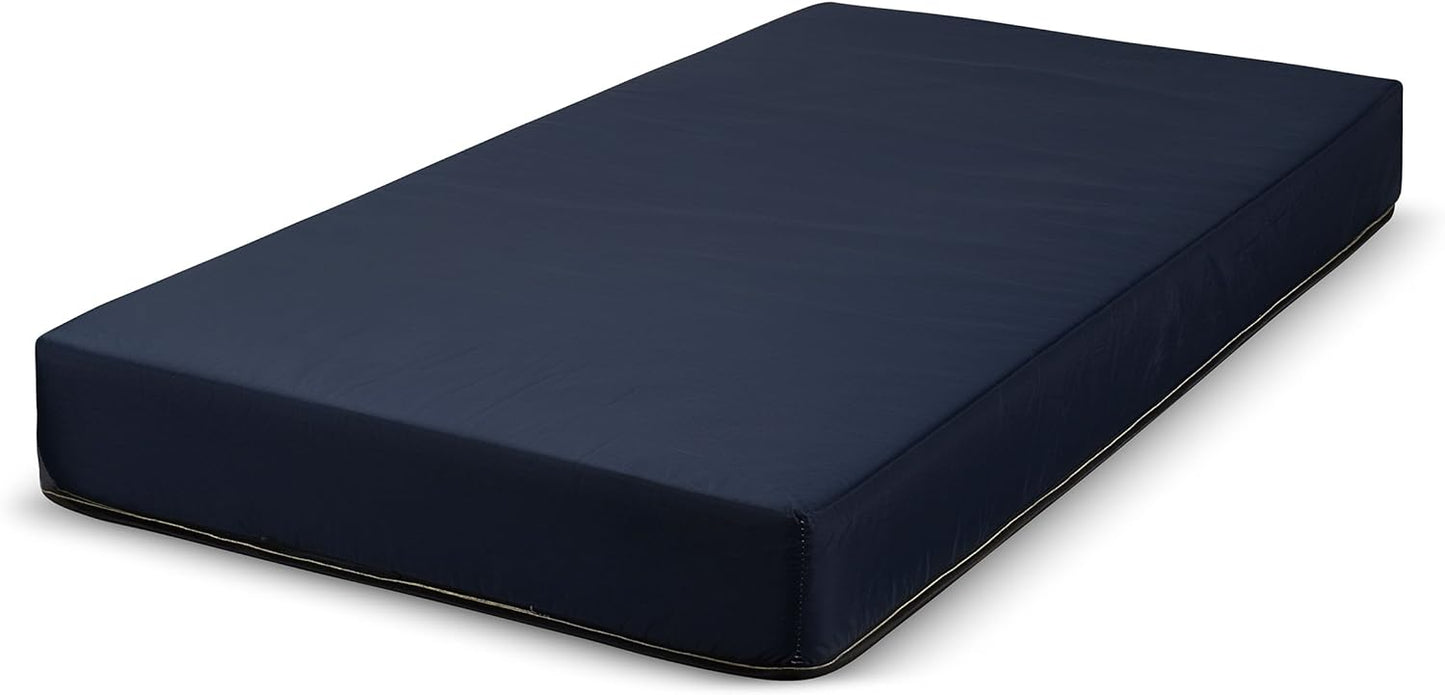 Colchón de espuma de 6 pulgadas con funda de nailon azul resistente al agua,