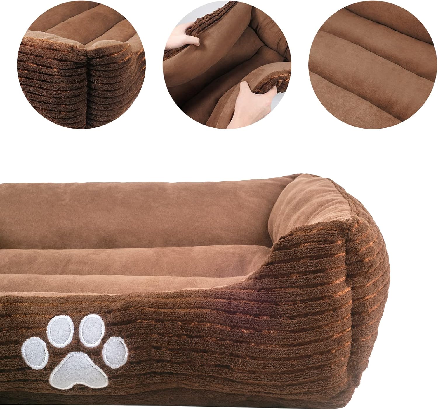 Happycare Textiles - Cama para perro rectangular larga para mascotas con...