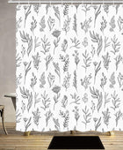 Drgilau Cortina de ducha con diseño floral de plantas, juego de cortinas de...