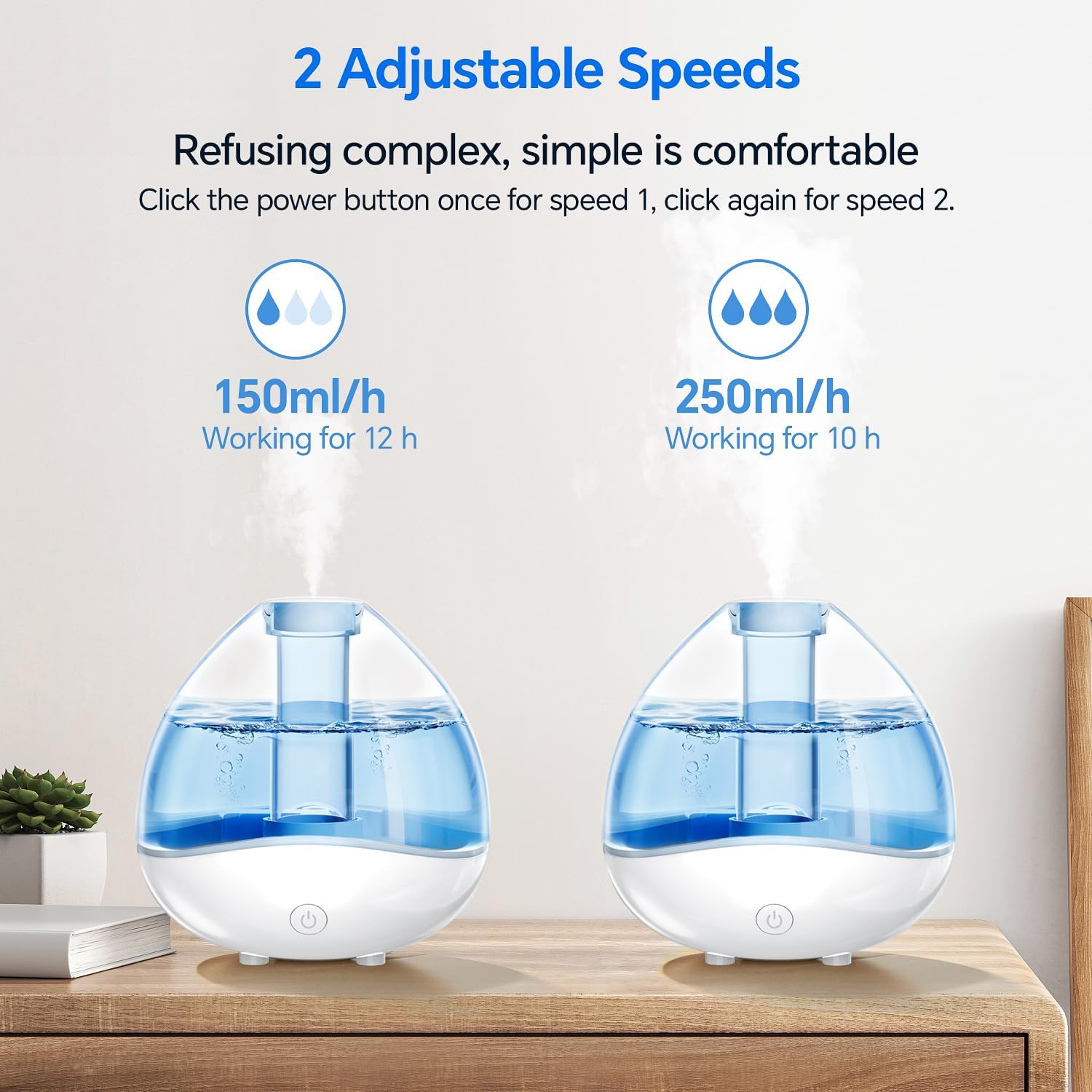 Humidificadores para dormitorio, humidificadores ultrasónicos de niebla fría de...