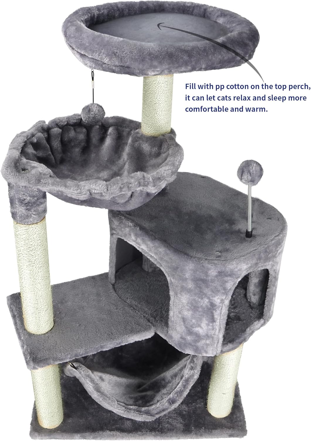 YUNIQUE Árbol para gatos con condominio para gatos y hamaca grande, gris