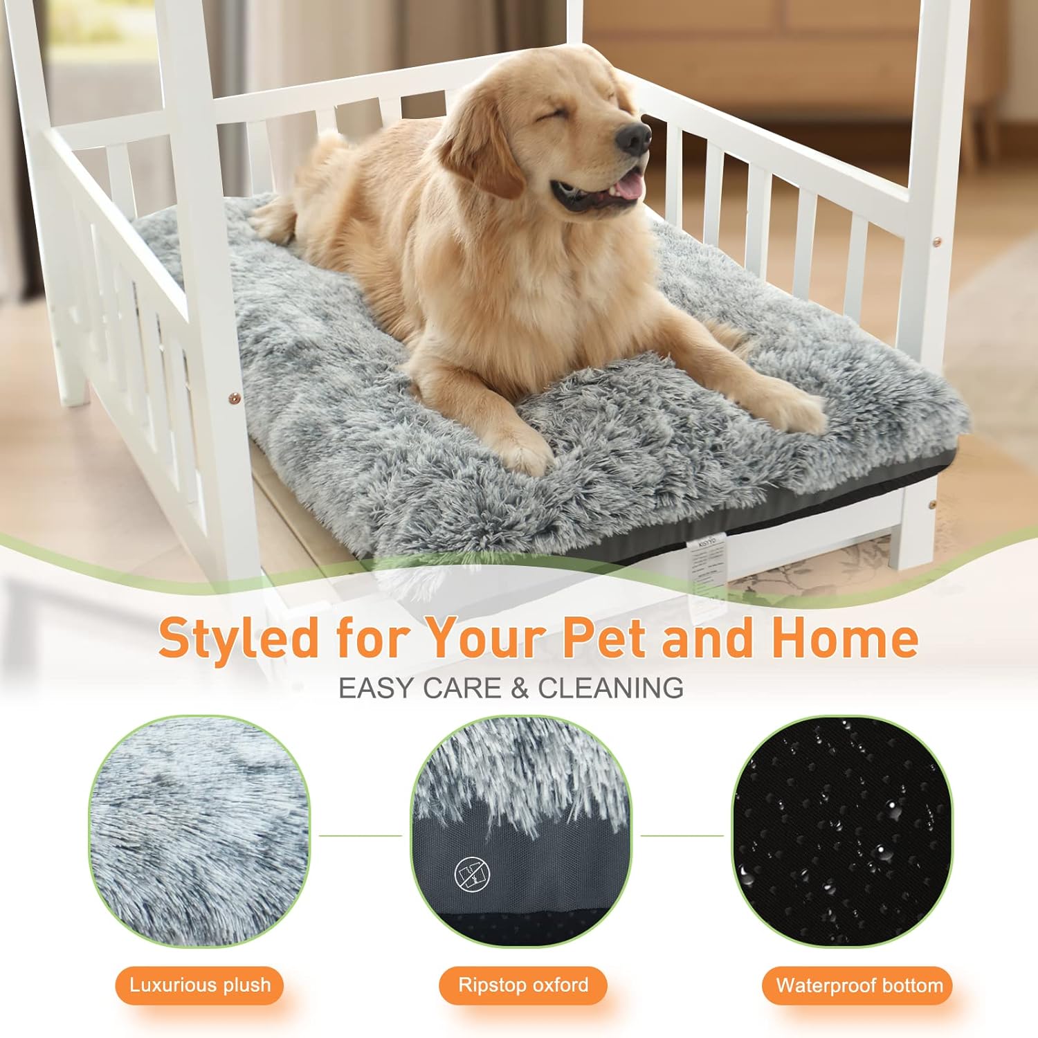 KISYYO - Camas para perros grandes, cómodas y fijas, para jaulas, lavables, 36...