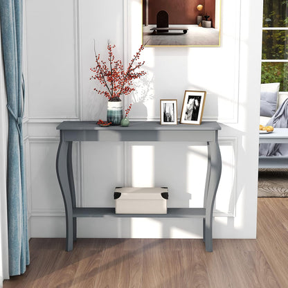 Mesa de consola estrecha, mesa de sofá elegante, mesa de entrada, gris
