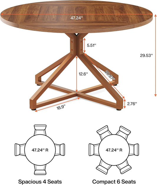 Tribesigns Mesa de comedor redonda para 4-6 personas, mesa de cocina circular...