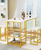 Dining Table Set for 2, Kitchen Island with Seating Bar Table Set with Storage,