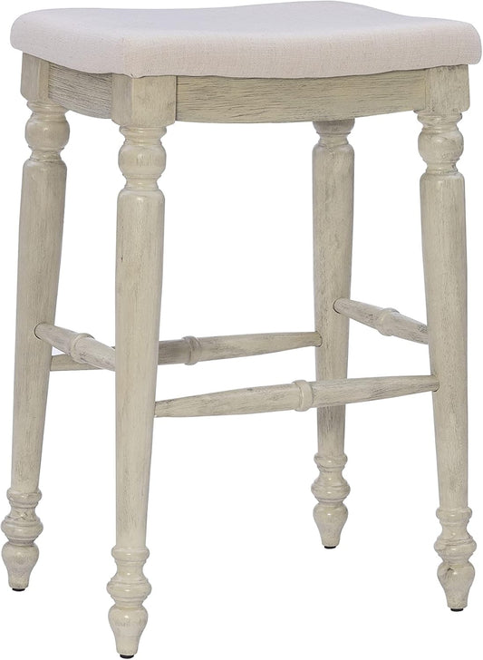 Linon Home Décor Joanna White Wash Taburete de bar sin respaldo