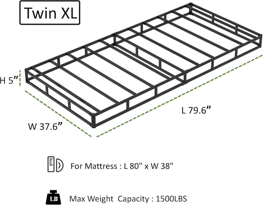Base de cama con somier individual XL de 5 pulgadas, base de colchón de metal