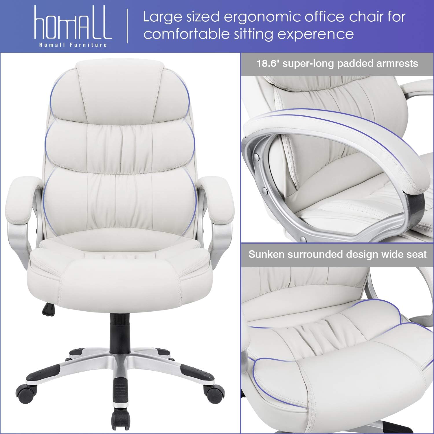 Homall Silla de oficina con respaldo alto, silla de escritorio para...