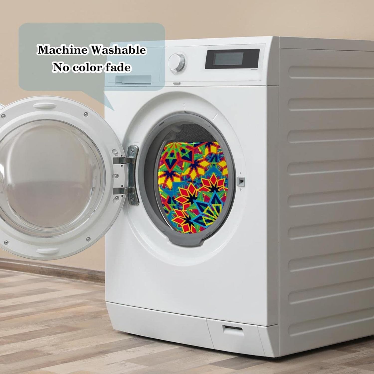 Tapete colorido con patrón de caleidoscopio, tapete duradero para puerta...