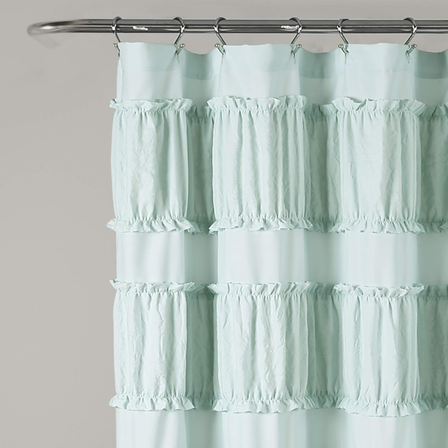 Lush Decor, Cortina de ducha con volantes Nova azul de 72 x 72 pulgadas