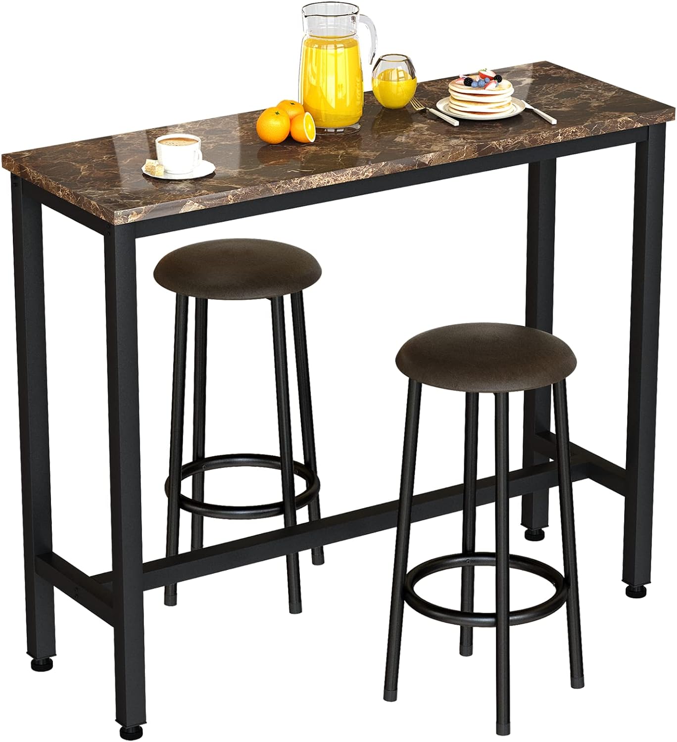 Juego de mesa y sillas de comedor de 3 piezas mesa de bar rectangular de cocina