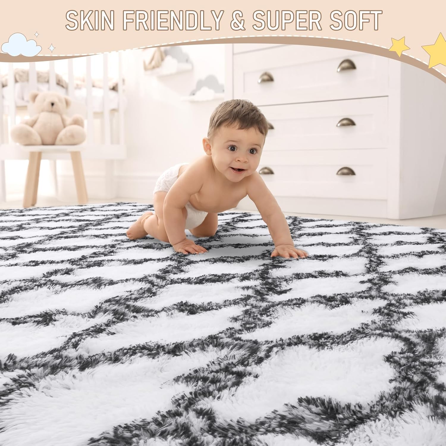LOCHAS - Alfombra de lujo para interior, moderna, de felpa, esponjosa,...