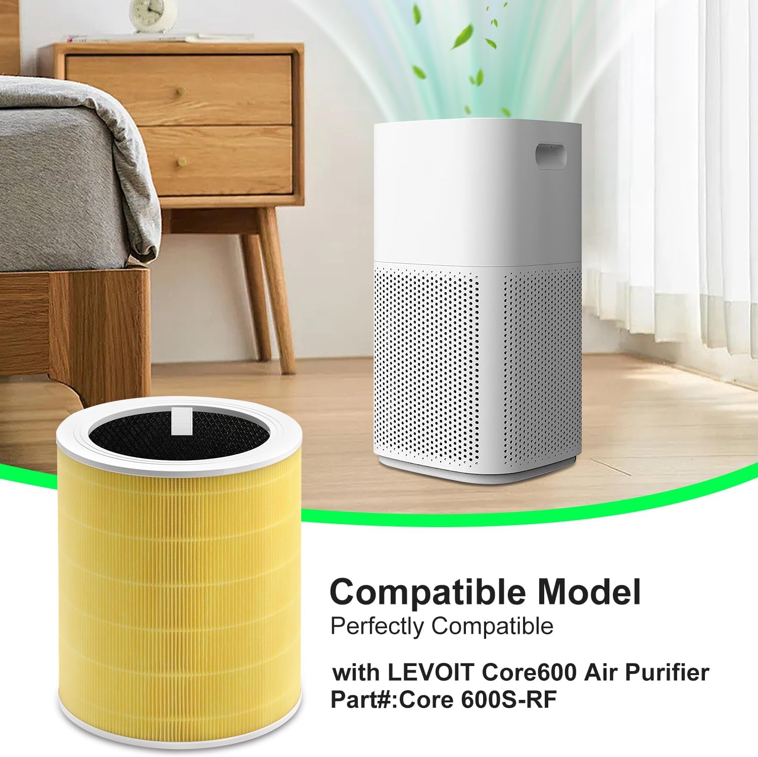 Filtro de repuesto Core 600S compatible con Levoit Core 600s, filtro HEPA de...
