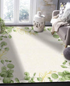 Seven Roses Alfombra de área para interiores, diseño de hojas botánicas verdes,...