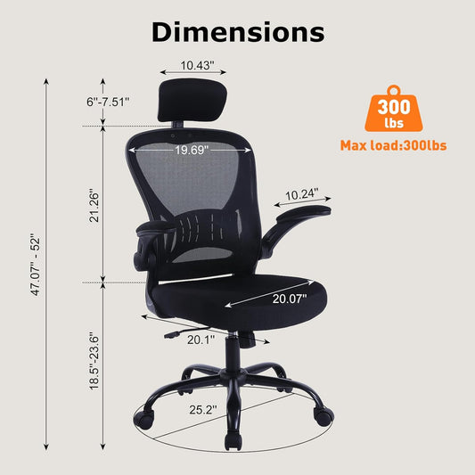 Silla de oficina ergonómica de escritorio, cómoda altura ajustable con ruedas,...