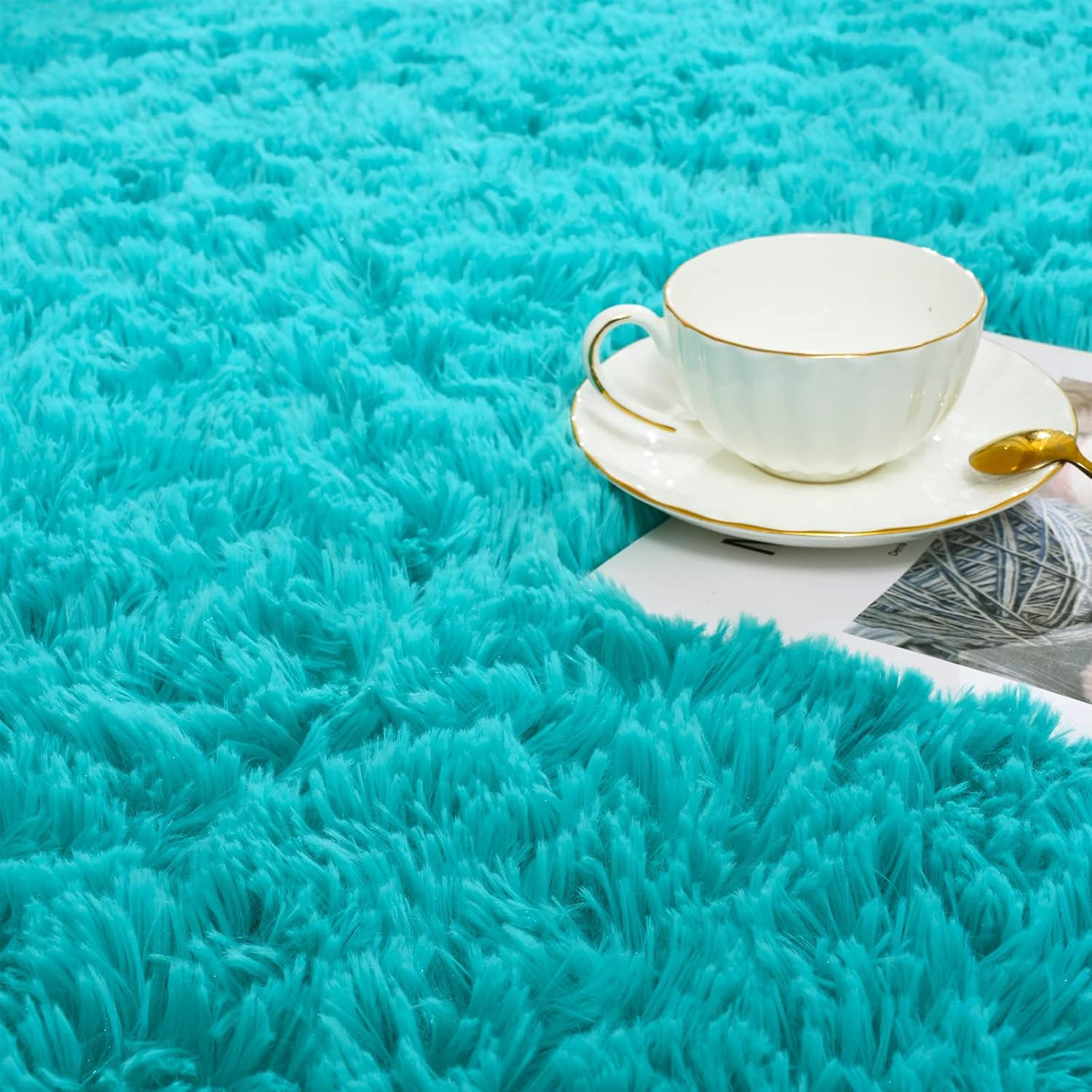 ISEAU Alfombra de área mullida, lanuda y cómoda para interiores, dormitorio de...