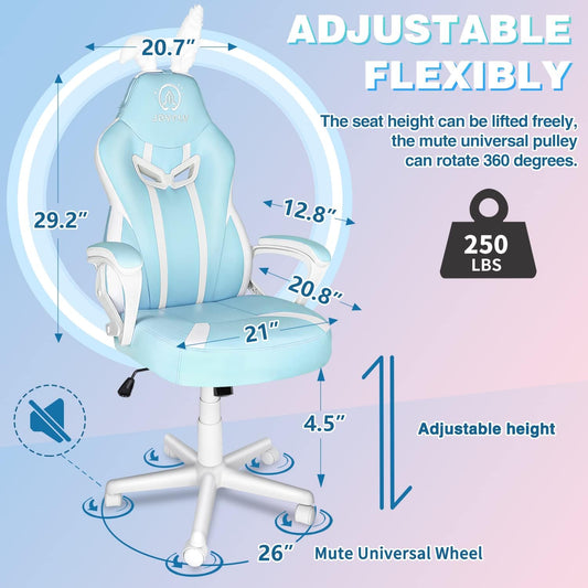 JOYFLY Silla de videojuegos, silla de computadora Kawaii para niños, niñas y...