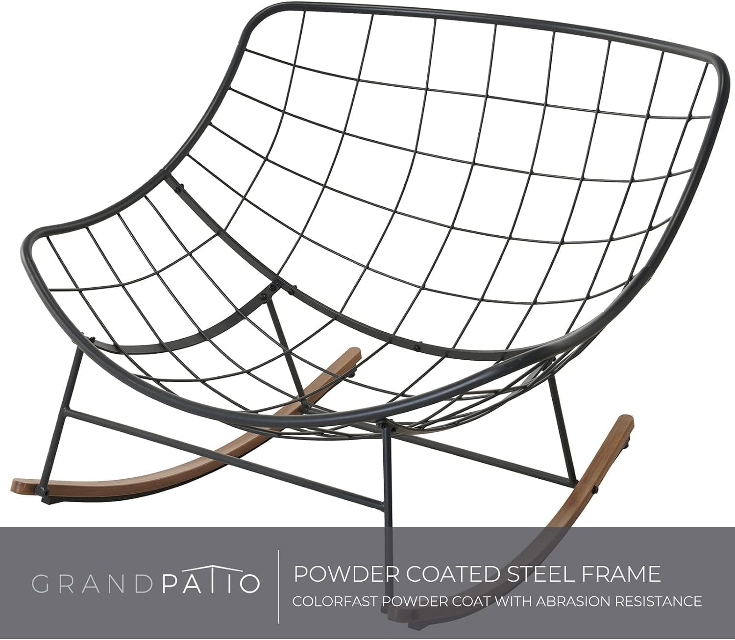 Grand patio Mecedora para exteriores, mecedora Papasan con revestimiento...