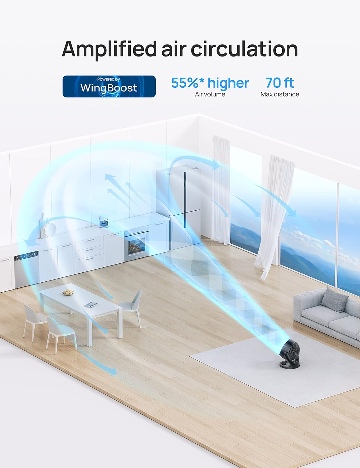 Dreo Ventilador para dormitorio, 12 pulgadas, potente flujo de aire de 70 pies,...