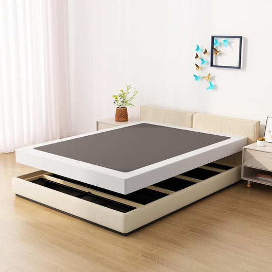 Base de cama King Box Spring de 4 pulgadas, base de colchón de metal de perfil