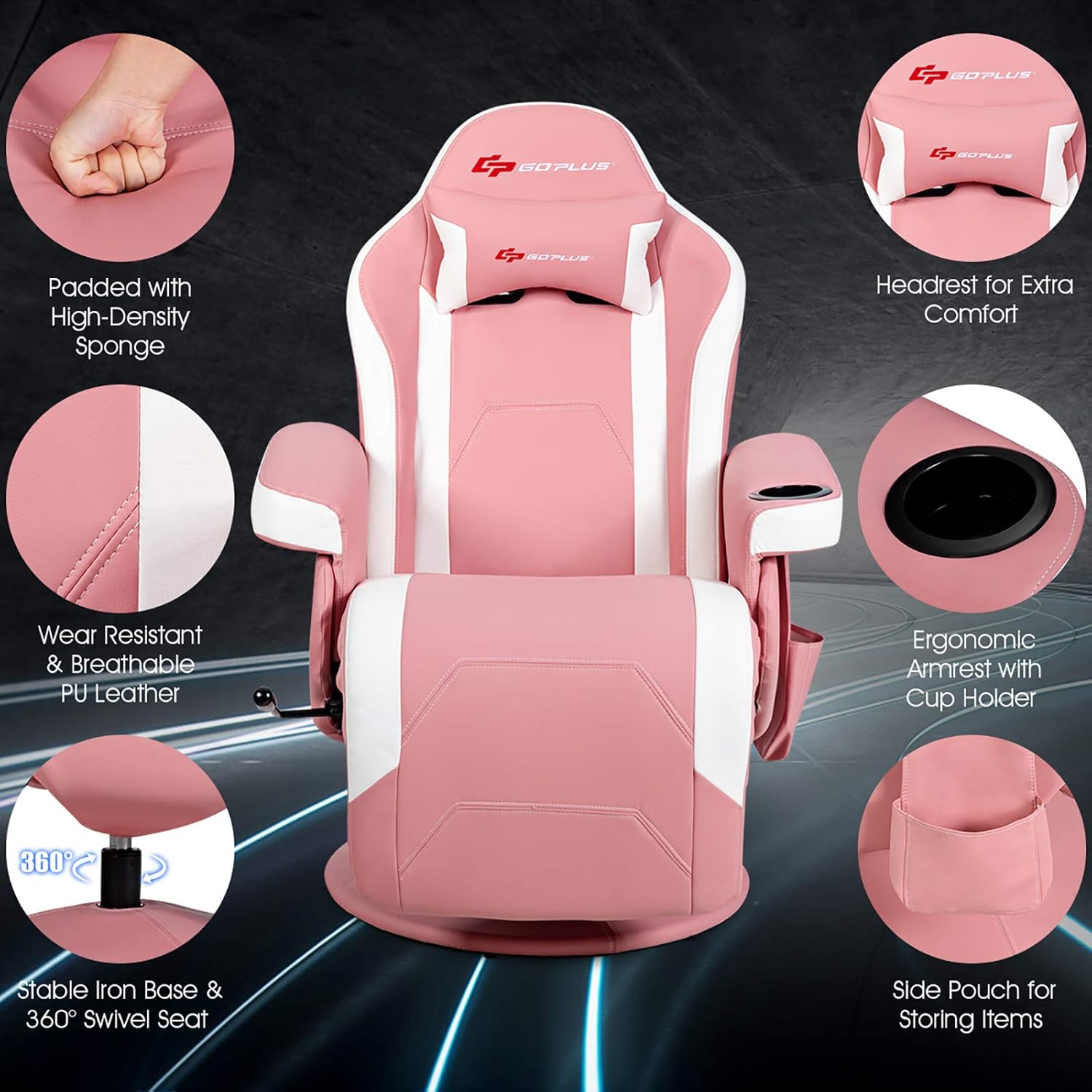 POWERSTONE Silla reclinable para juegos de masaje con soporte para tazas, sofá...